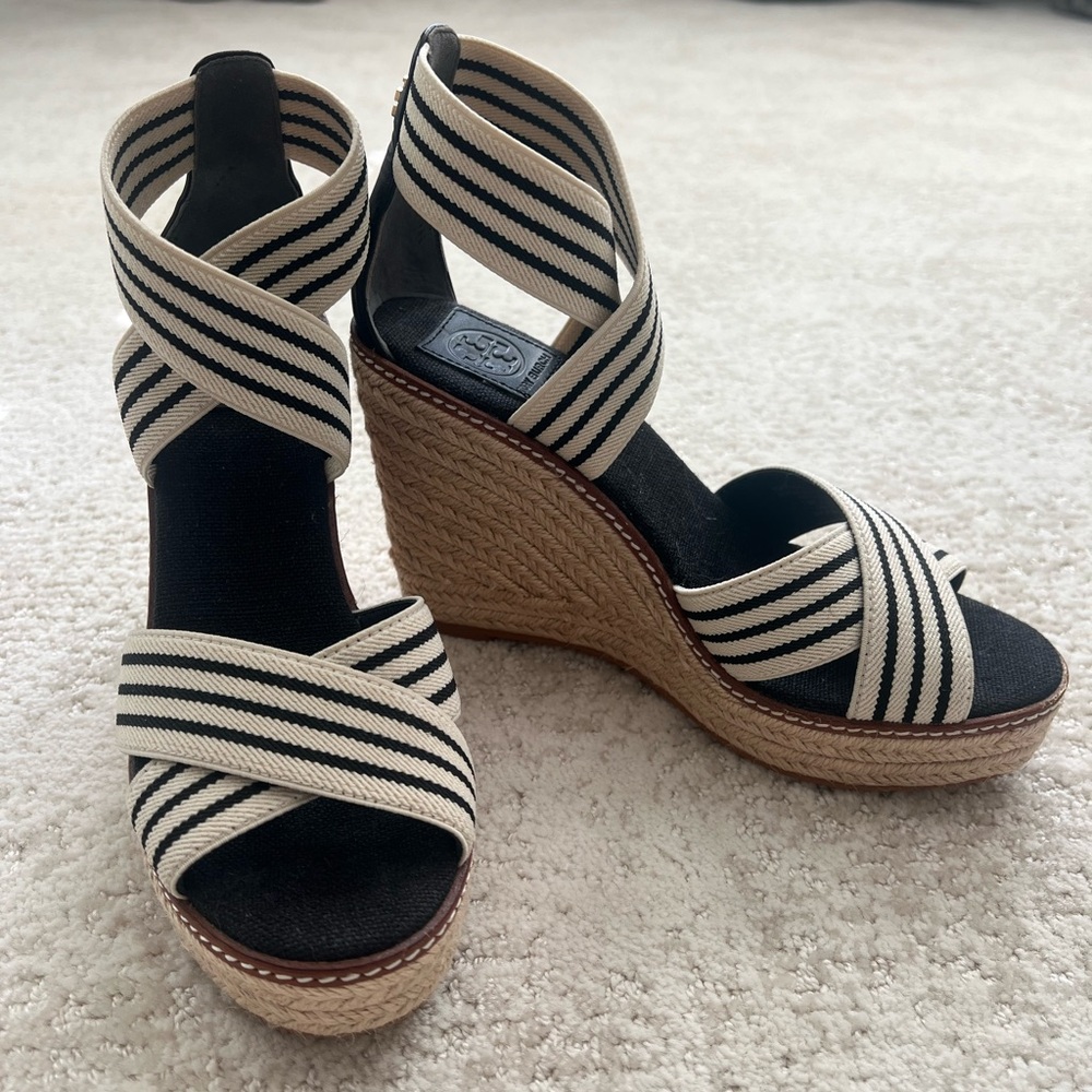 Tory Burch Striped Wedge Sandals